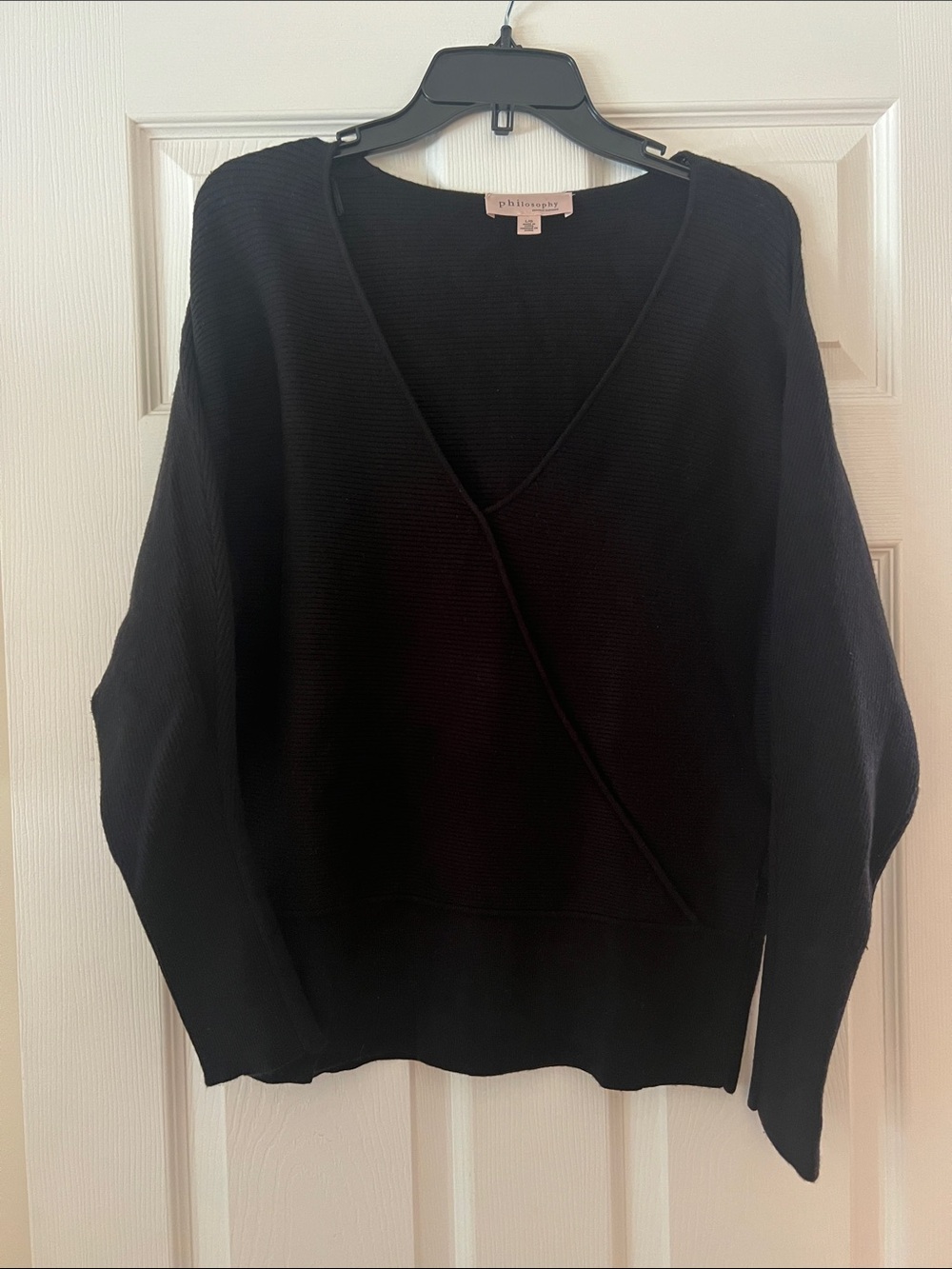 Philosophy Black V-Neck Crossover Sweater